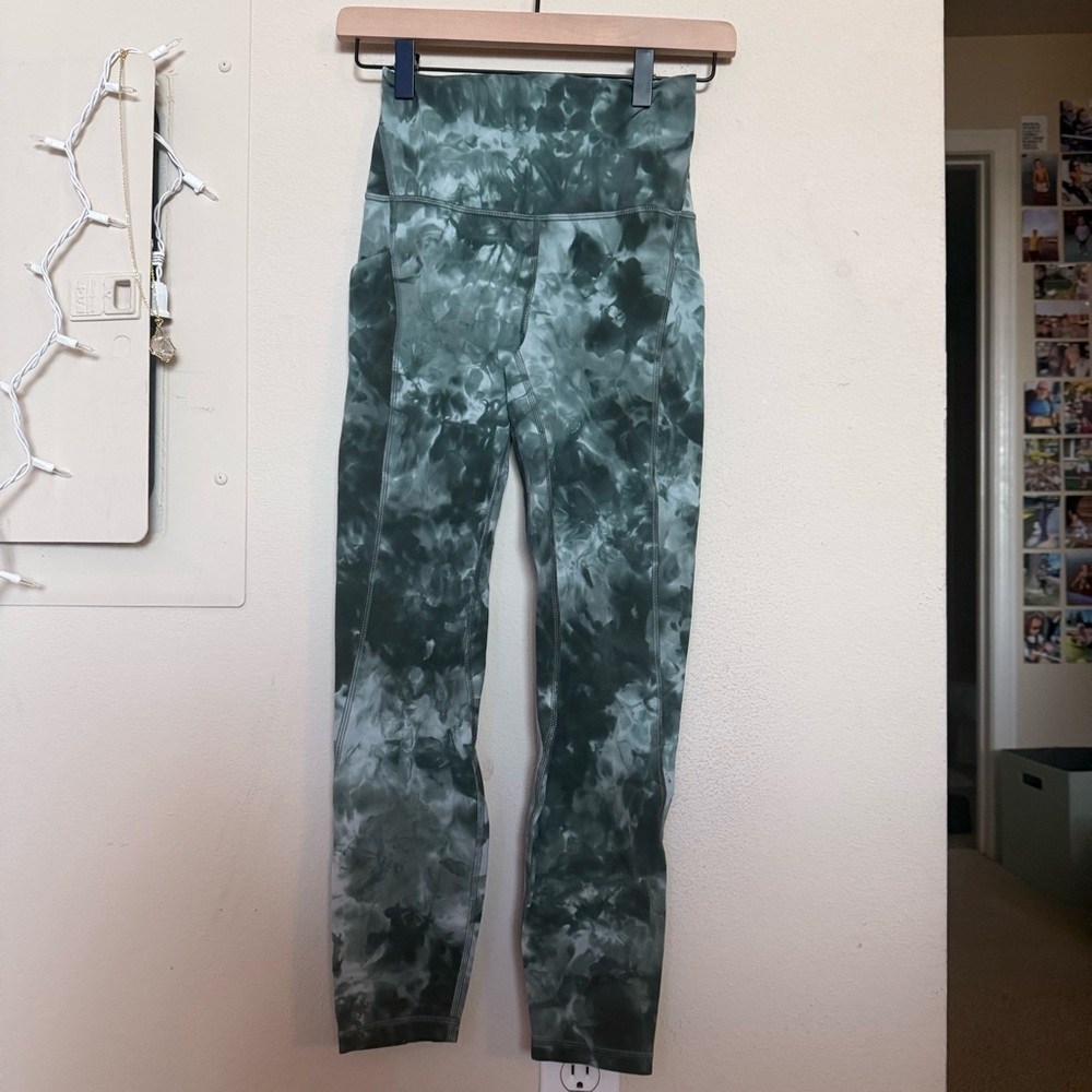 lululemon athletica Dark Green Tie-Dye Leggings